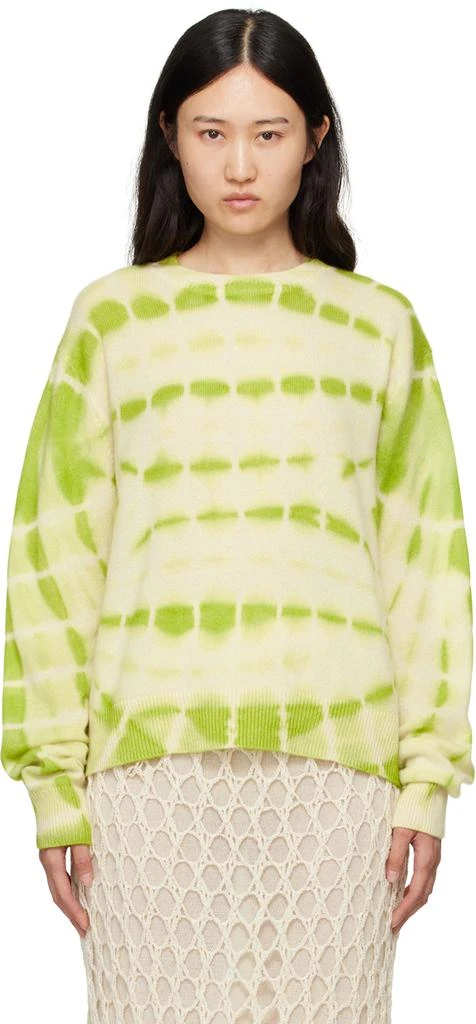 The Elder Statesman Green & Off-White Trance Flare Sweater 1