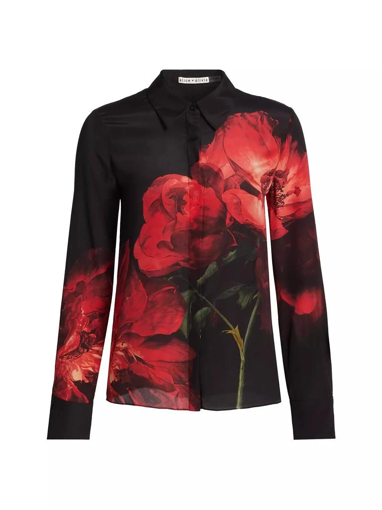Alice + Olivia Brady Slim-Fit Button-Front Blouse 1