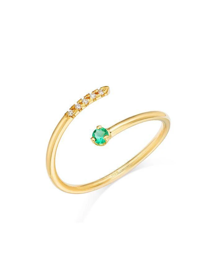 Zoe Chicco 14K Yellow Gold Emerald 
Diamond Bypass Ring