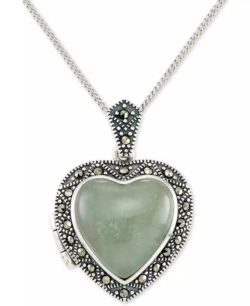 Macy
s Jade (13mm) 
Marcasite Heart Locket 18" Pendant Necklace in Sterling Silver