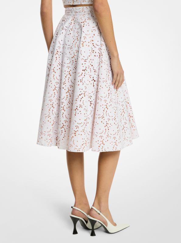 Michael Kors Floral Cotton Eyelet Circle Skirt