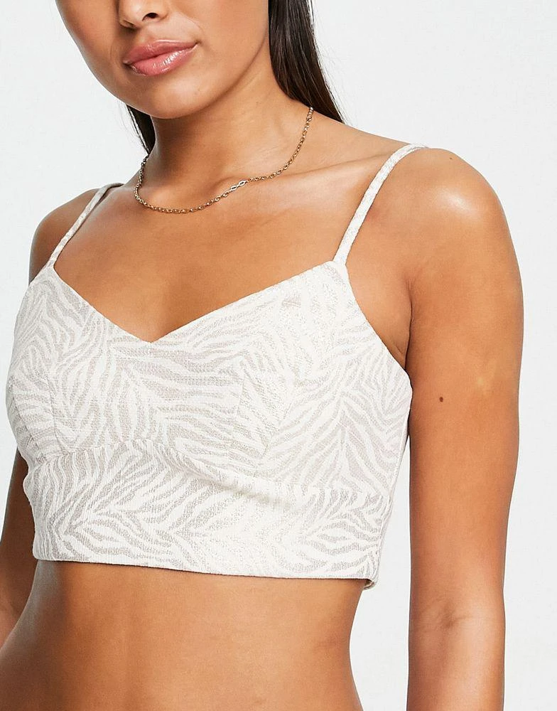 River Island River Island jacquard animal bralet in cream 3