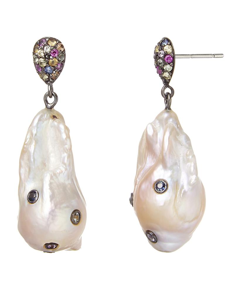 M.C.L. by Matthew Campbell Laurenza Sapphire & Baroque Pearl Drop Earrings