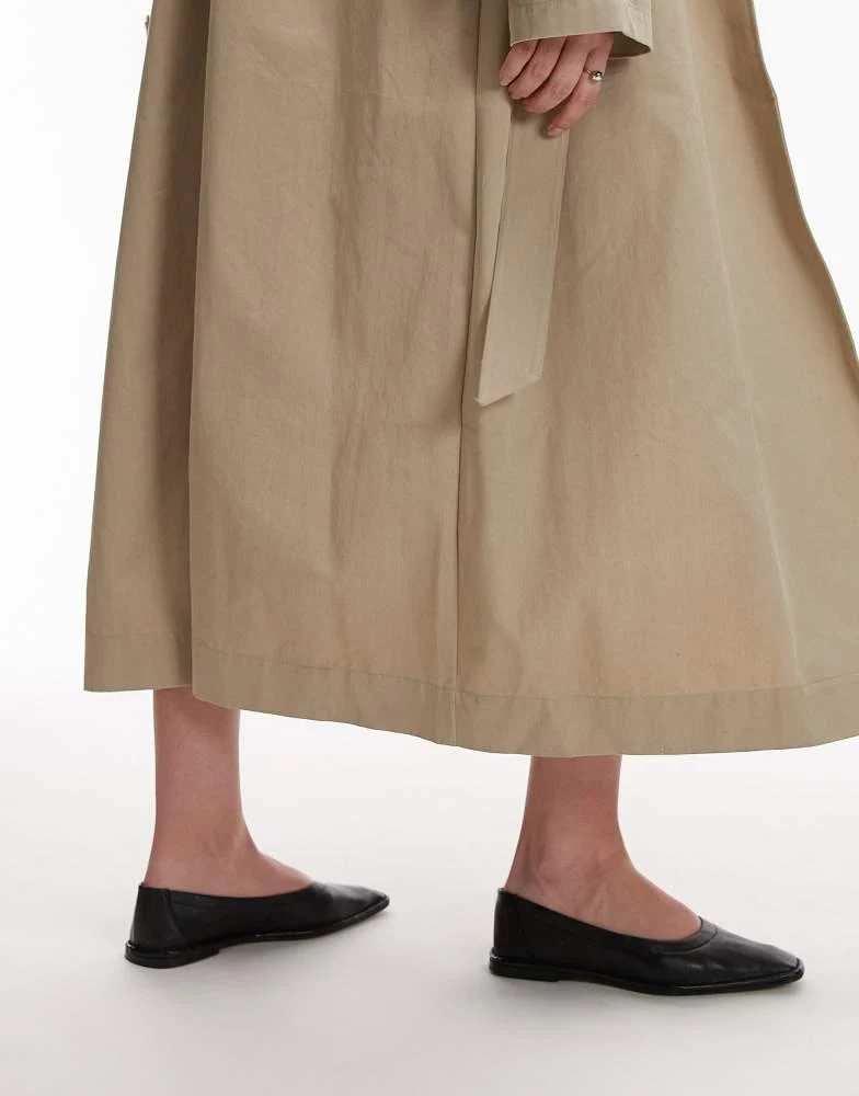 Topshop Topshop Casey premium leather square toe ballet flats with ruched detail in black 3