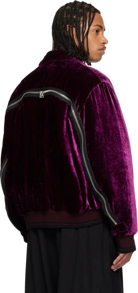 Dries Van Noten Purple Velvet Bomber Jacket 3