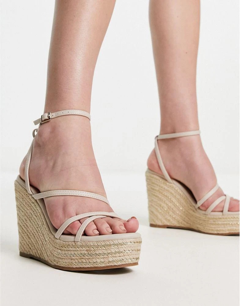 New Look New Look strappy espadrille wedges in off white 2
