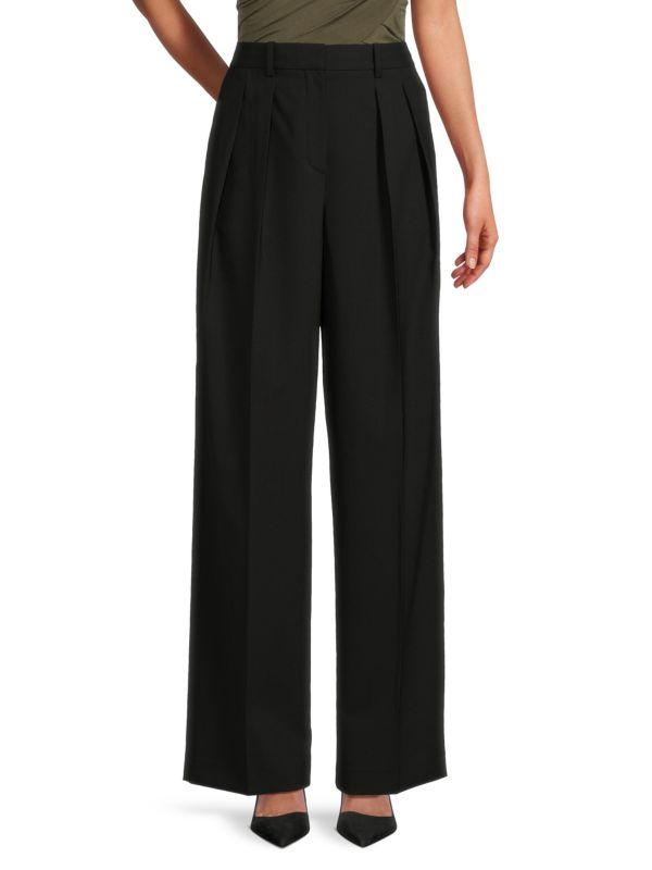 Theory Pleated Virgin Wool Blend Pants