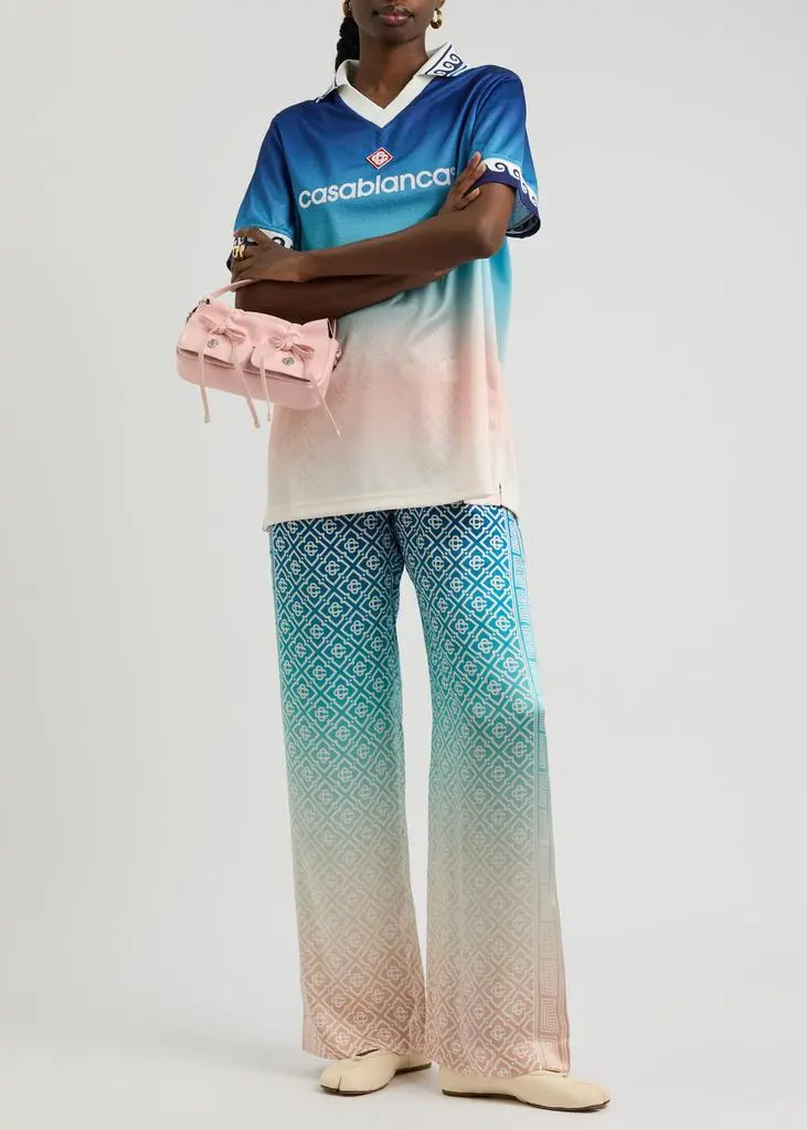 Casablanca Logo-monogrammed dégradé silk trousers 4