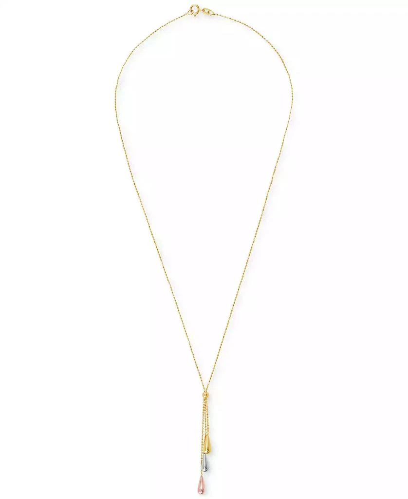 Italian Gold Tri-Gold Lariat Necklace in 14k Gold, White Gold and Rose Gold 4
