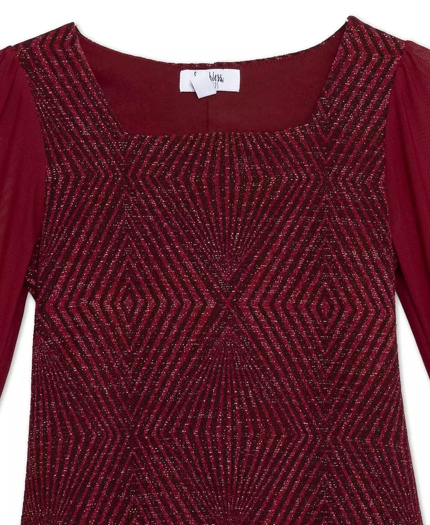 Speechless Big Girls Glitter Knit with Sheer Long Sleeves Dress 4