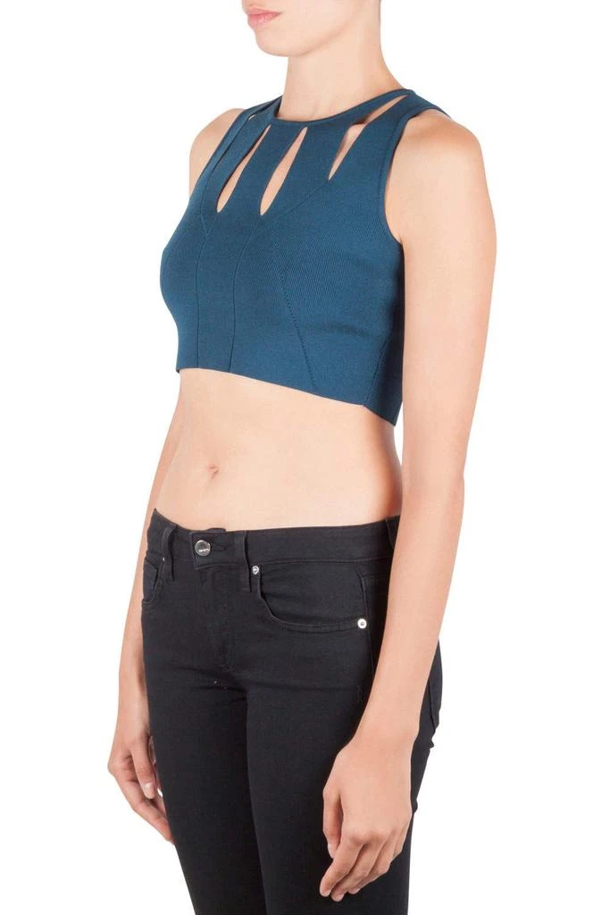 CUSHNIE Cushnie Et Ochs Blue Knit Cut Out Crop Top M 2