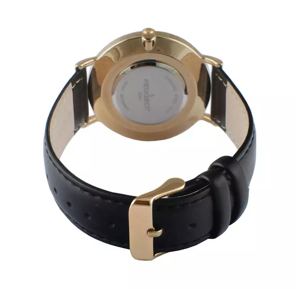 Peugeot Men
s 40mm Black Dial Super Slim Leather Strap Watch