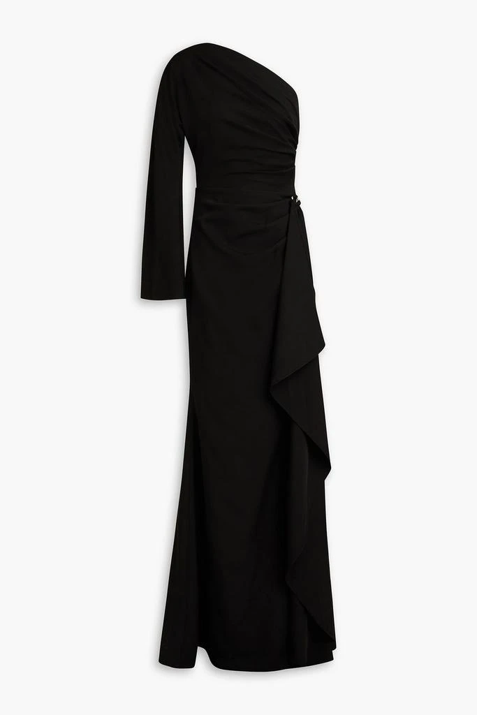 RHEA COSTA One-sleeve draped stretch-jersey gown 1
