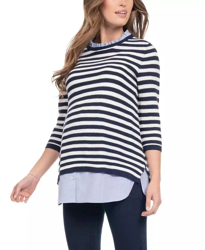 Seraphine Women's Cotton Maternity Nursing Sweater with Detachable Collar 10