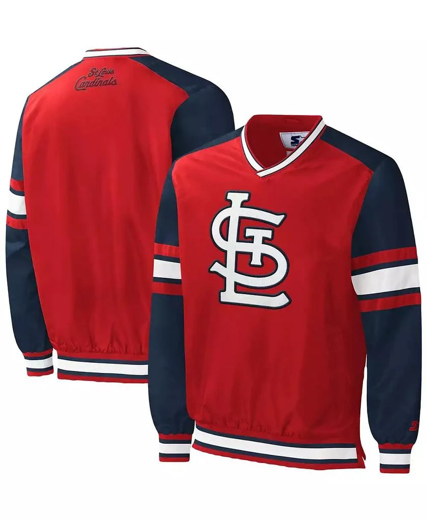 Starter Men's Red St. Louis Cardinals Yardline V-Neck Pullover Windbreaker 1