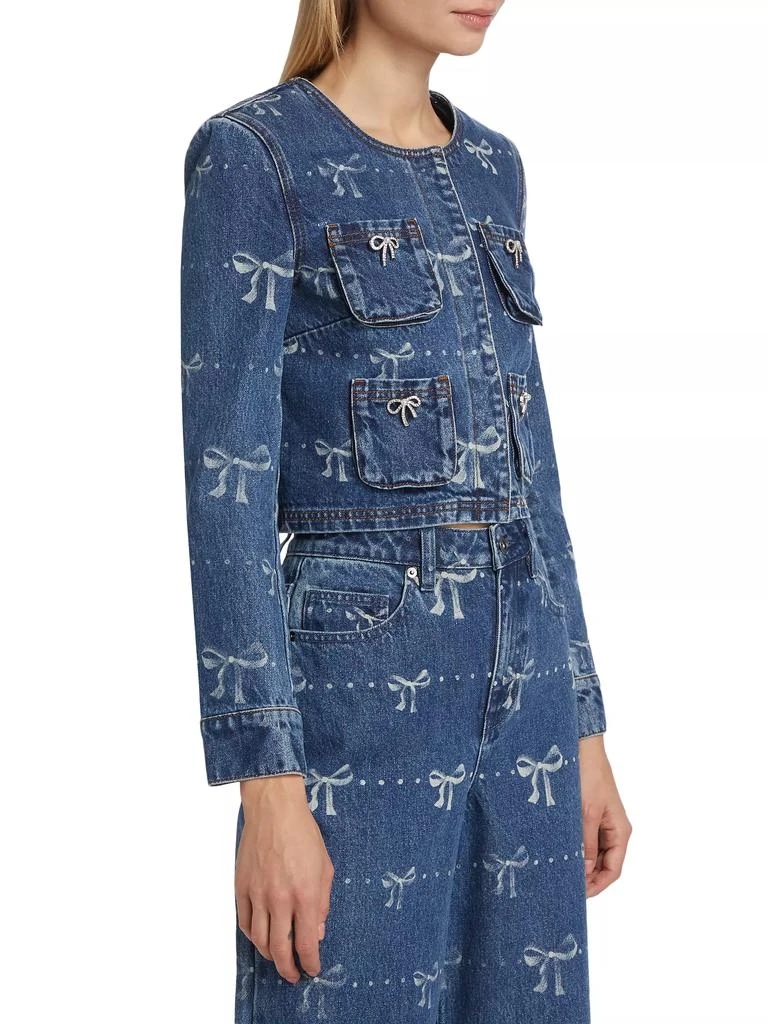 Self Portrait Bow Print Denim Jacket 4
