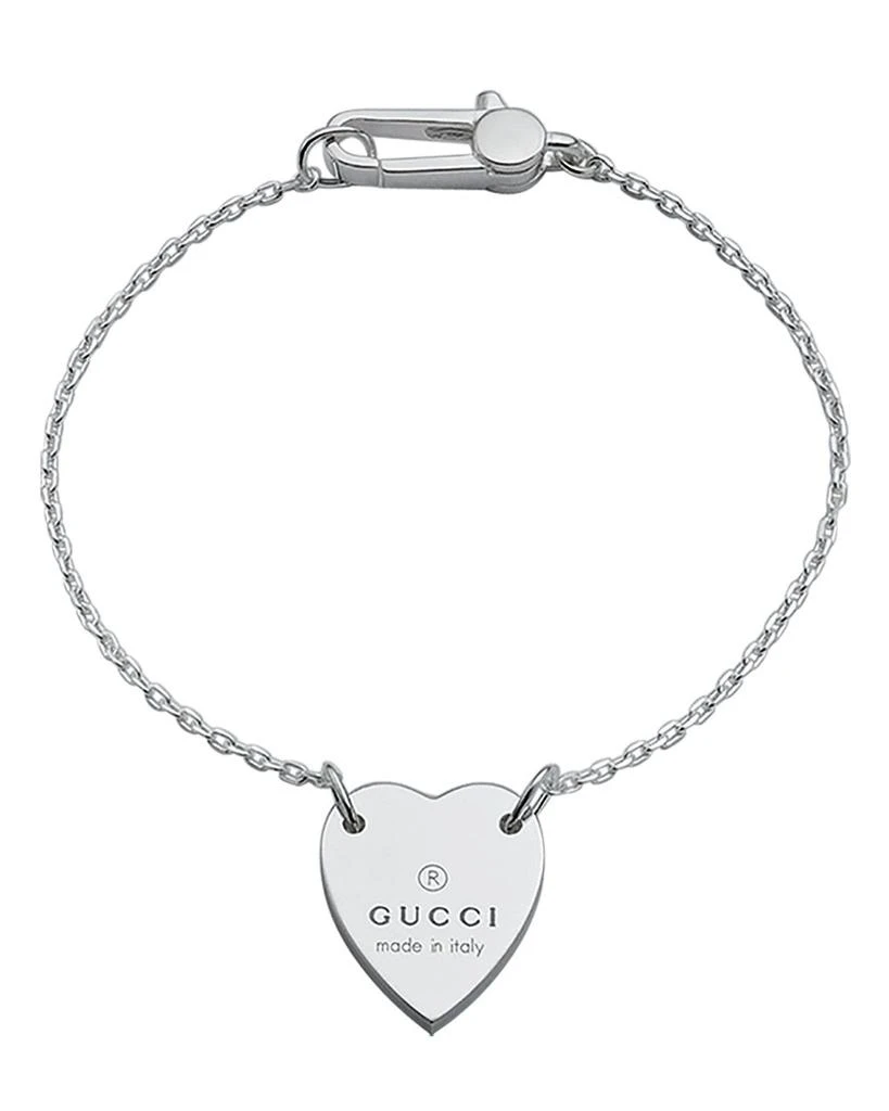 Gucci Sterling Silver Engraved Heart Bracelet 1