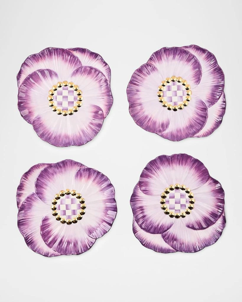 MacKenzie-Childs Pansy Party Ceramic Dessert Plates, Set of 4