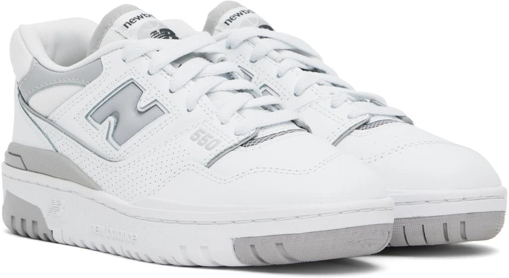 New Balance White & Gray 550 Sneakers 4