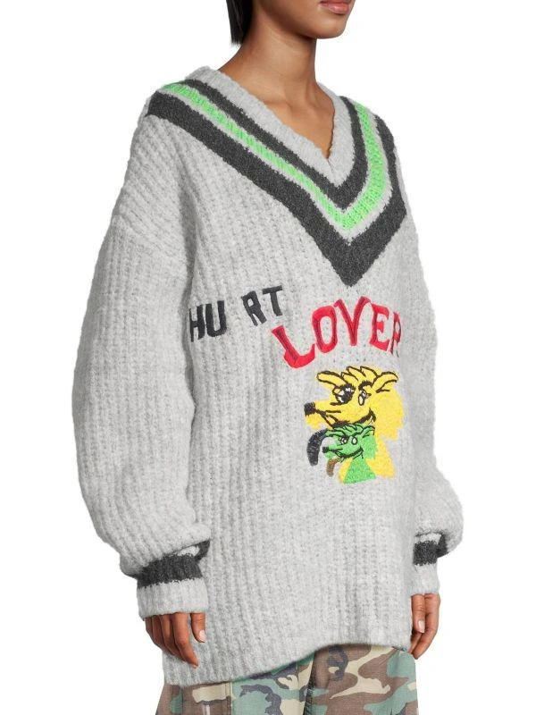 ERL Hurt Lover Wool-Blend V-Neck Sweater 2