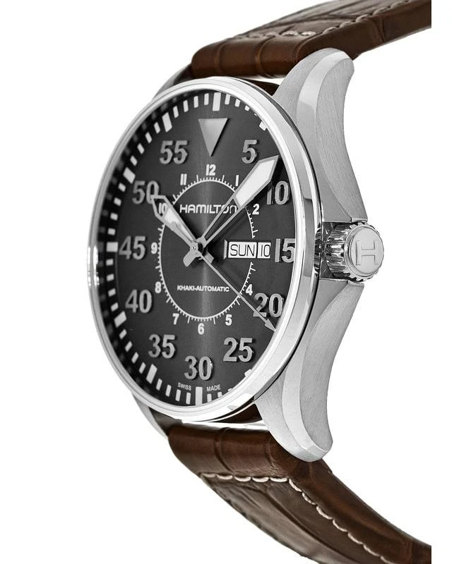 Hamilton Hamilton Khaki Aviation Pilot Auto Silver Dial Leather Strap Men's Watch H64715885 3