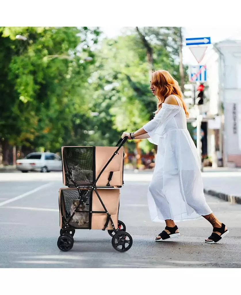 Ecooso 4-in-1 Double Pet Stroller with Detachable Carrier and Travel Carriage 2