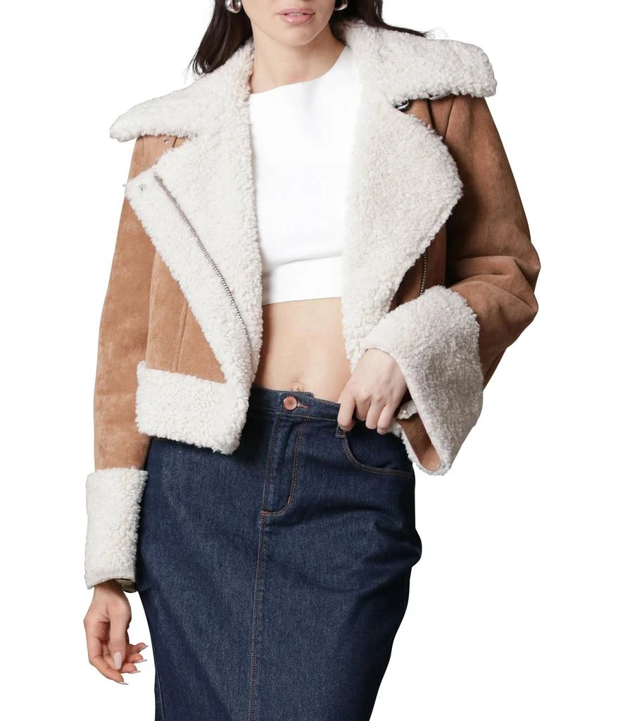 Avec Les Filles Cropped Faux Shearling Jacket 4