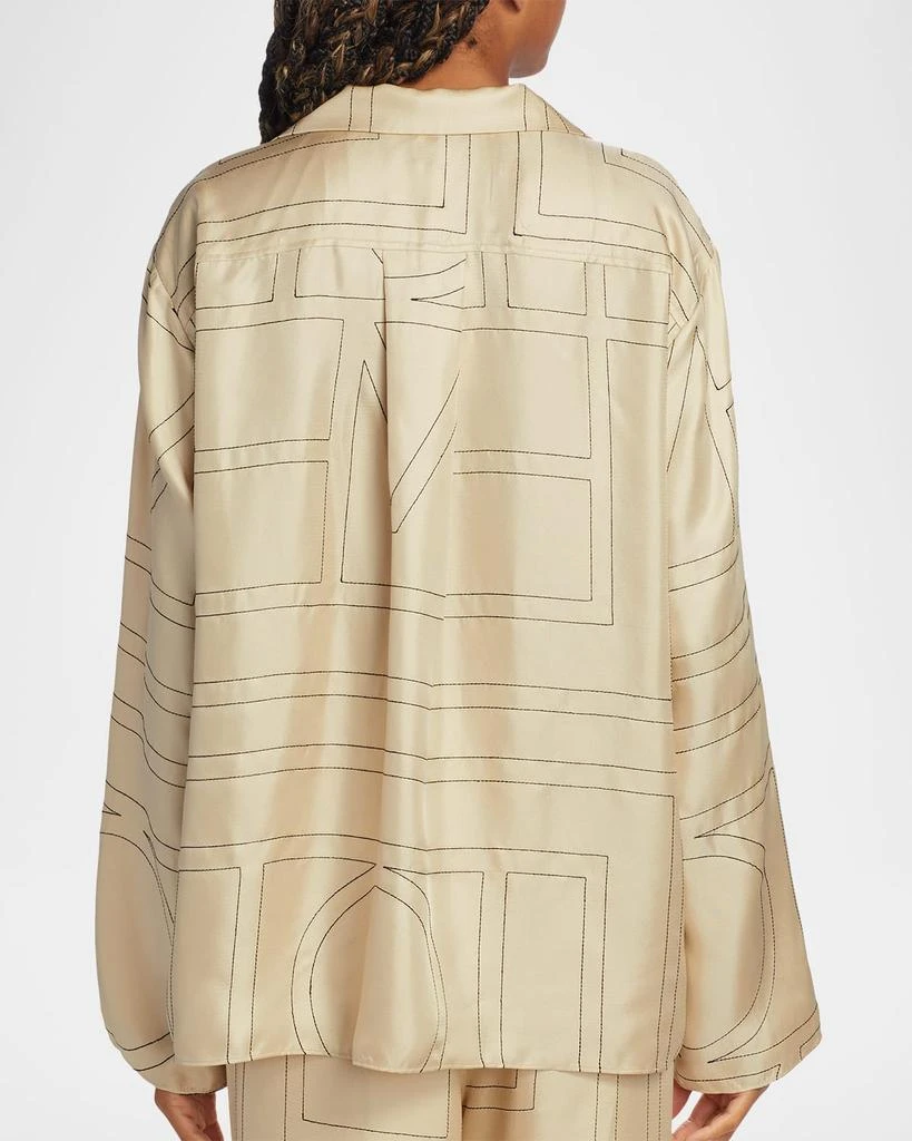 Totême Monogram-Embroidered Silk Pajama Top 3