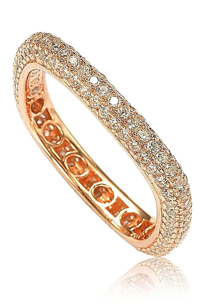 Suzy Levian 14K Rose Gold Plated Sterling Silver Square Stackable Eternity Band Ring 1