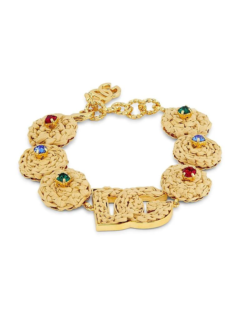 Dolce 
Gabbana Goldtone, Raffia 
Glass Crystal Monogram Bracelet