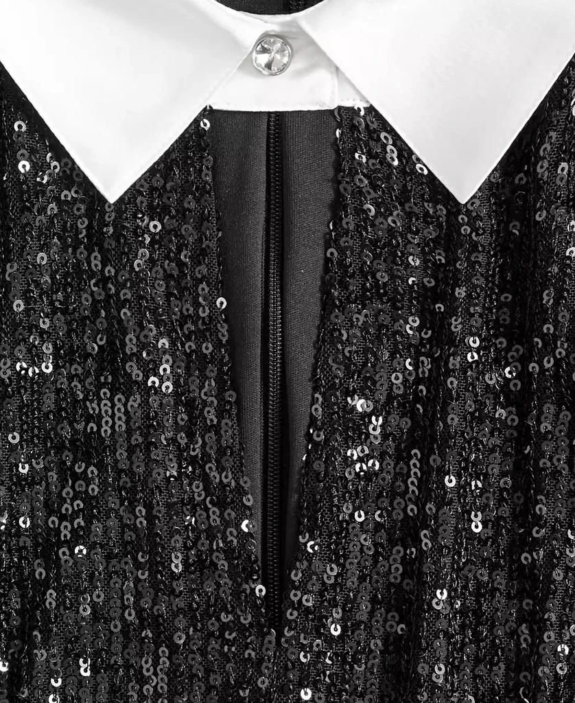 Karl Lagerfeld Paris Women's Collared Sequin French Cuff Dress 5