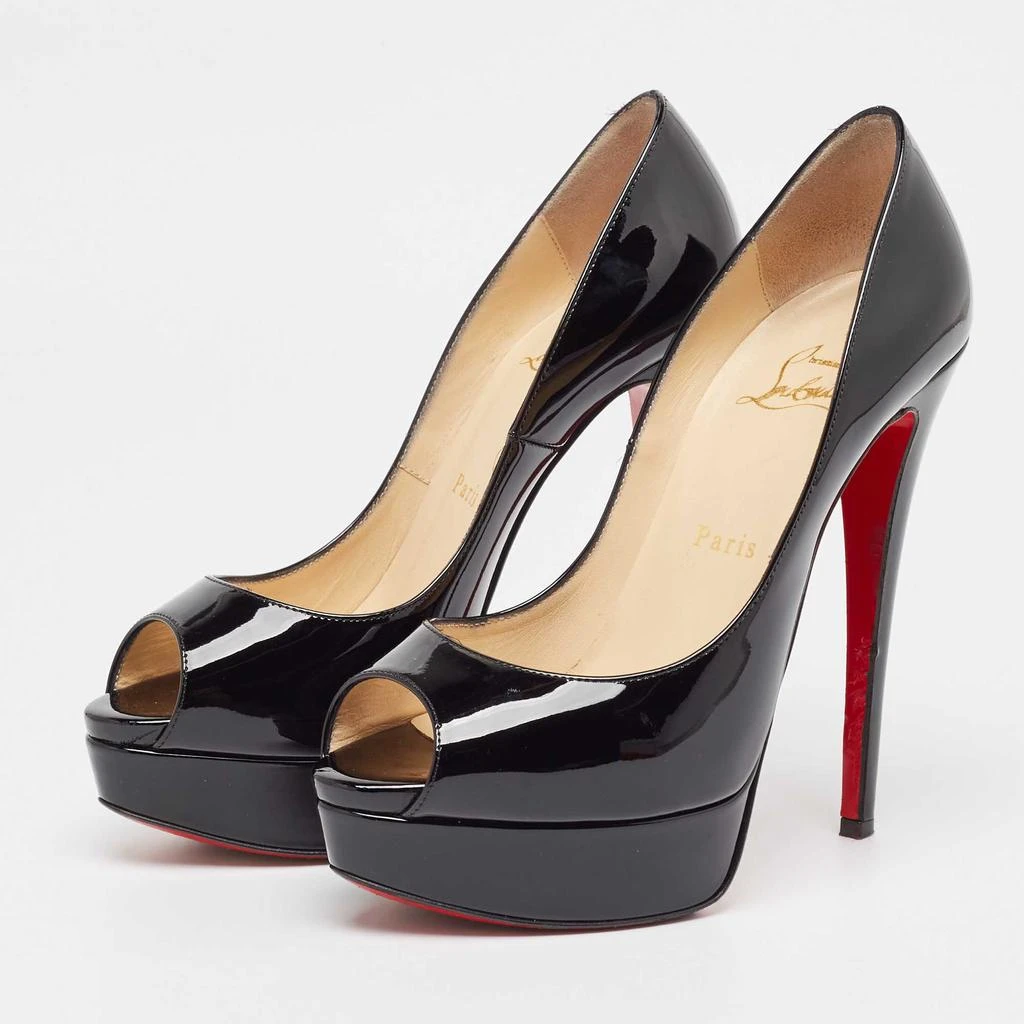 Christian Louboutin Christian Louboutin Black Patent Leather Lady Peep Pumps Size 37.5 2