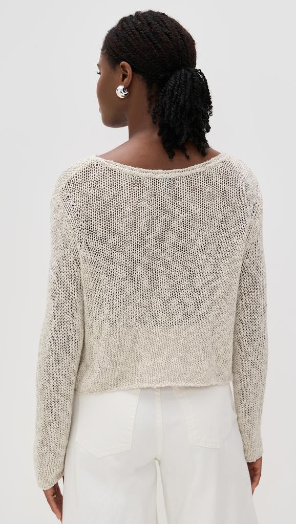 James Perse Cotton Linen Open Knit Pullover