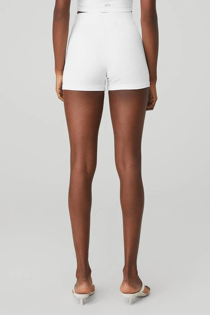 Alo Goddess Ribbed High-Waist Hot Short - White 2