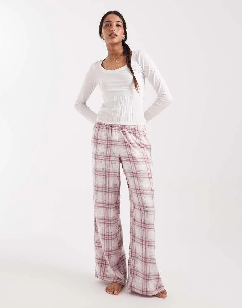 HOLLISTER Hollister baggy flannel pyjama bottoms in pink plaid