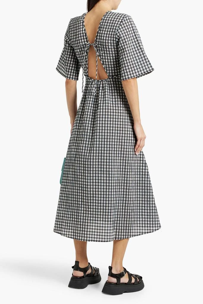chinese dress ladies Seersucker Check Wrap Mini Dress in Gingham Starfish – SVRN main image 0