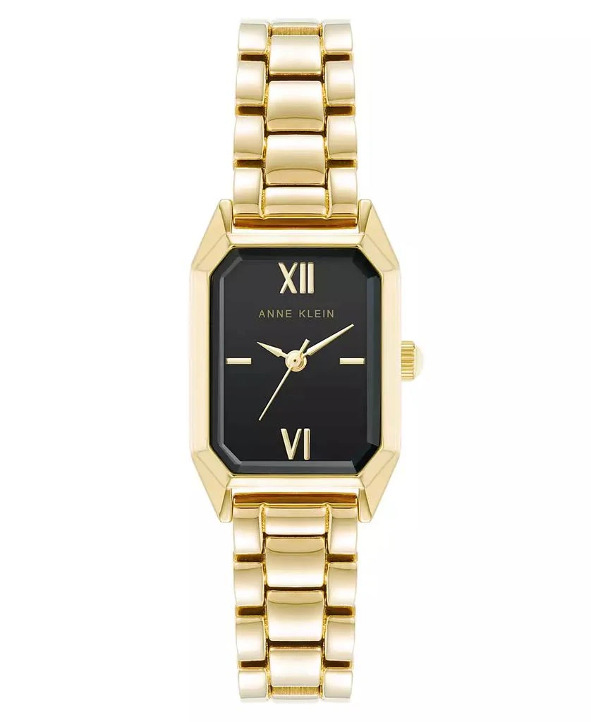 Anne Klein Women's Quartz Petite Octagonal Black and Gold-Tone Metal Alloy Bracelet Watch, 21mm