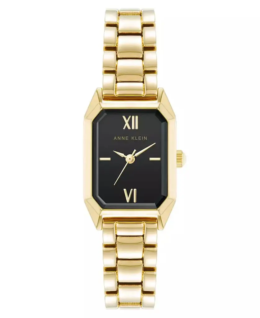 Anne Klein Women's Quartz Petite Octagonal Black and Gold-Tone Metal Alloy Bracelet Watch, 21mm