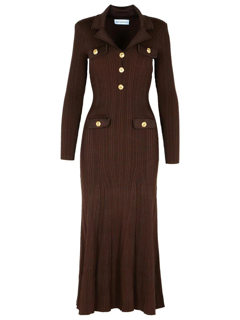 Self Portrait Self-Portrait Ribbed-Knit Midi Dress 1