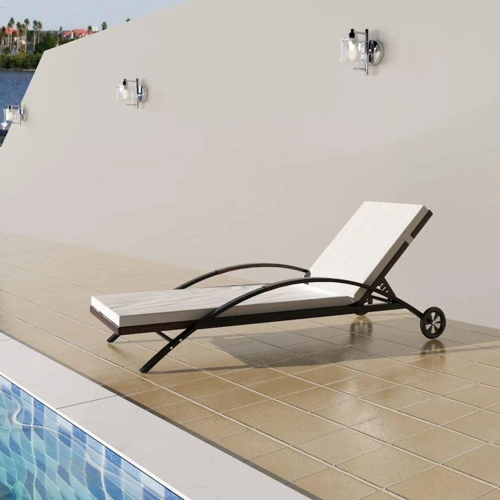 VidaXL Sun Lounger with Cushion & Wheels Poly Rattan Brown, 42488 1