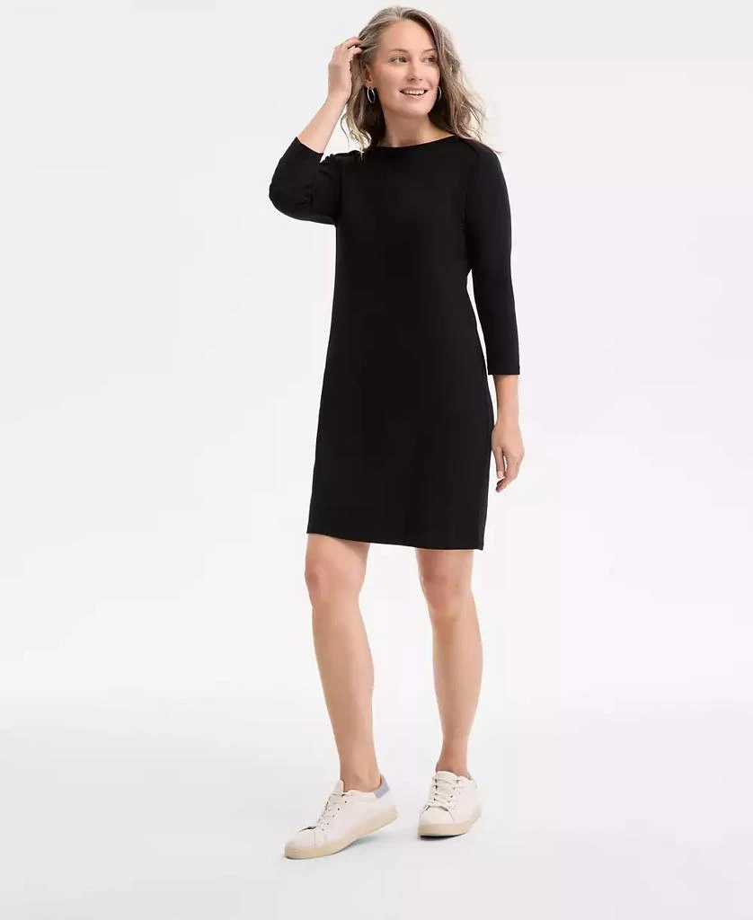 Style & Co Women's Cotton 3/4-Sleeve Boat-Neck Dress, Exclusively at Macy's 1