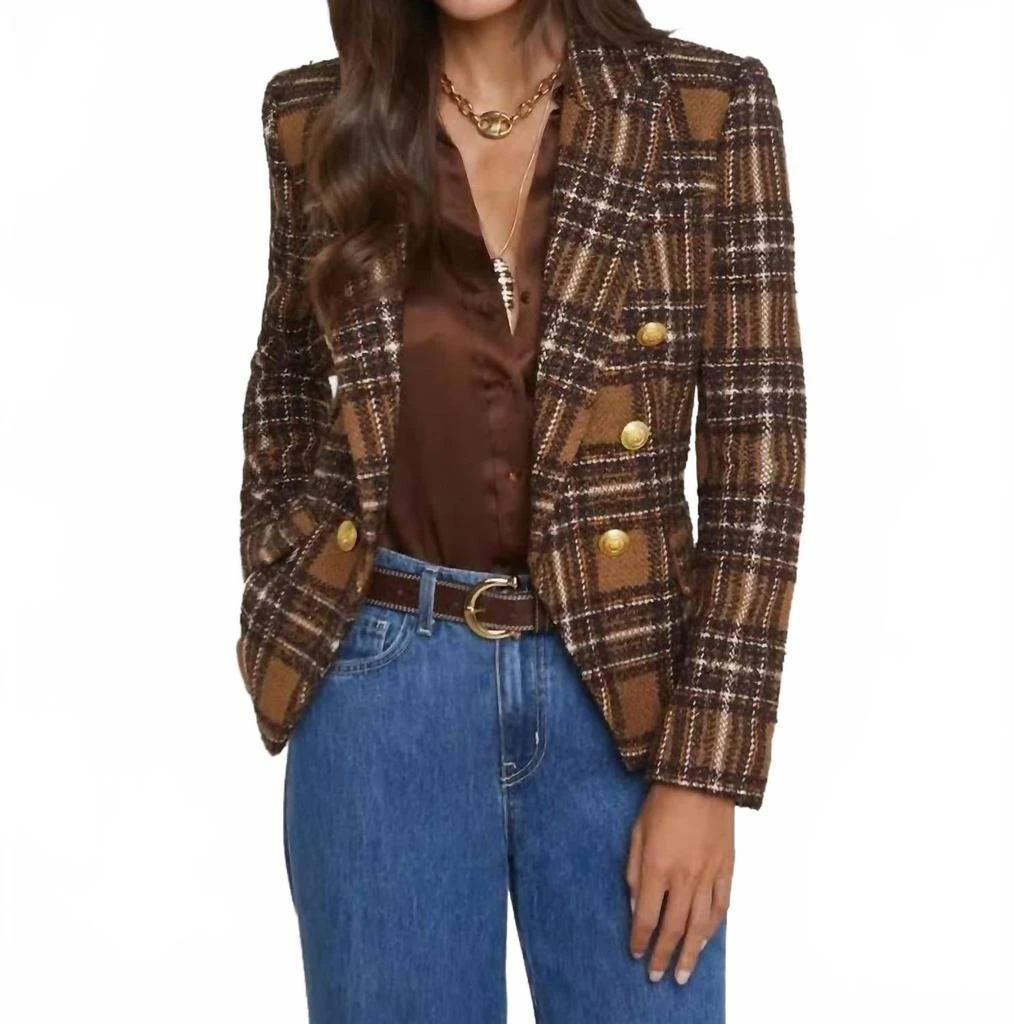 L
Agence Kenzie Plaid Blazer In Brown