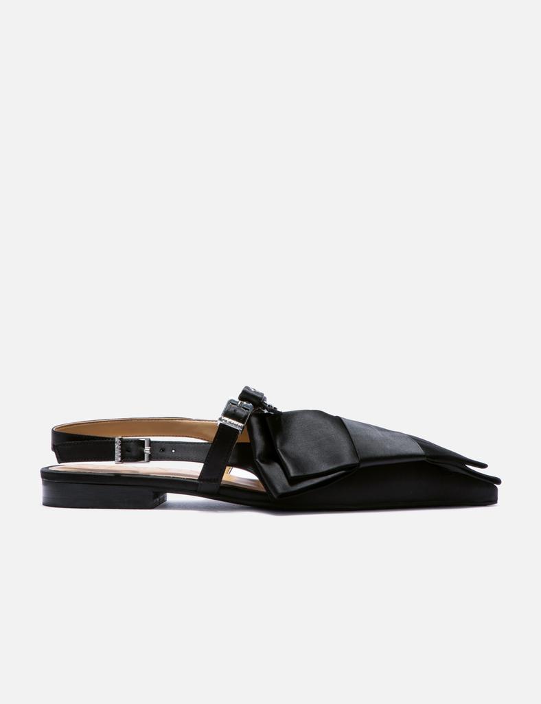 フラットシューズ Ganni FW25 BUTTERFLY STRAP BALLERINA (S31174916 099) Ganni Butterfly Strap Ballerina Crinkle Oleatex Black | BSTN