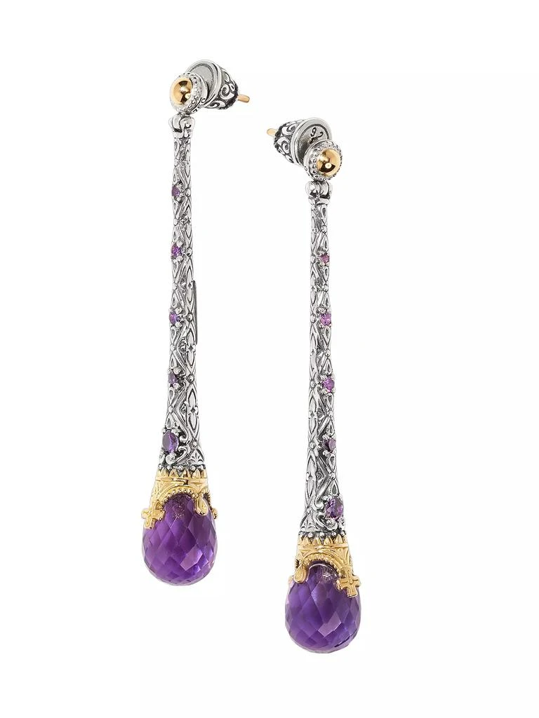 Konstantino Pythia Color Sterling Silver, 18K Yellow Gold & Amethyst Quartz Drop Earrings 3