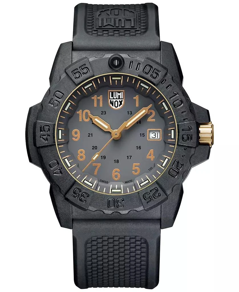 Luminox Men's Swiss Navy Seal Military Dive Gold Black Rubber Strap Watch 45mm 1