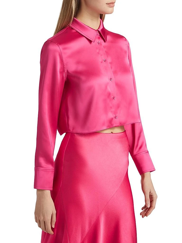Alice + Olivia Leon Satin Crop Shirt 4