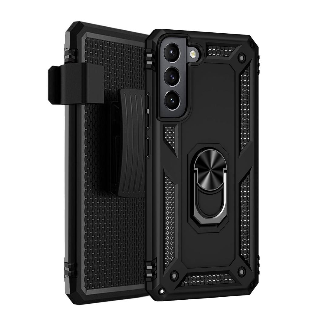 SAHARA - Black Military Kickstand Series Case with Belt Clip - Samsung Galaxy S22