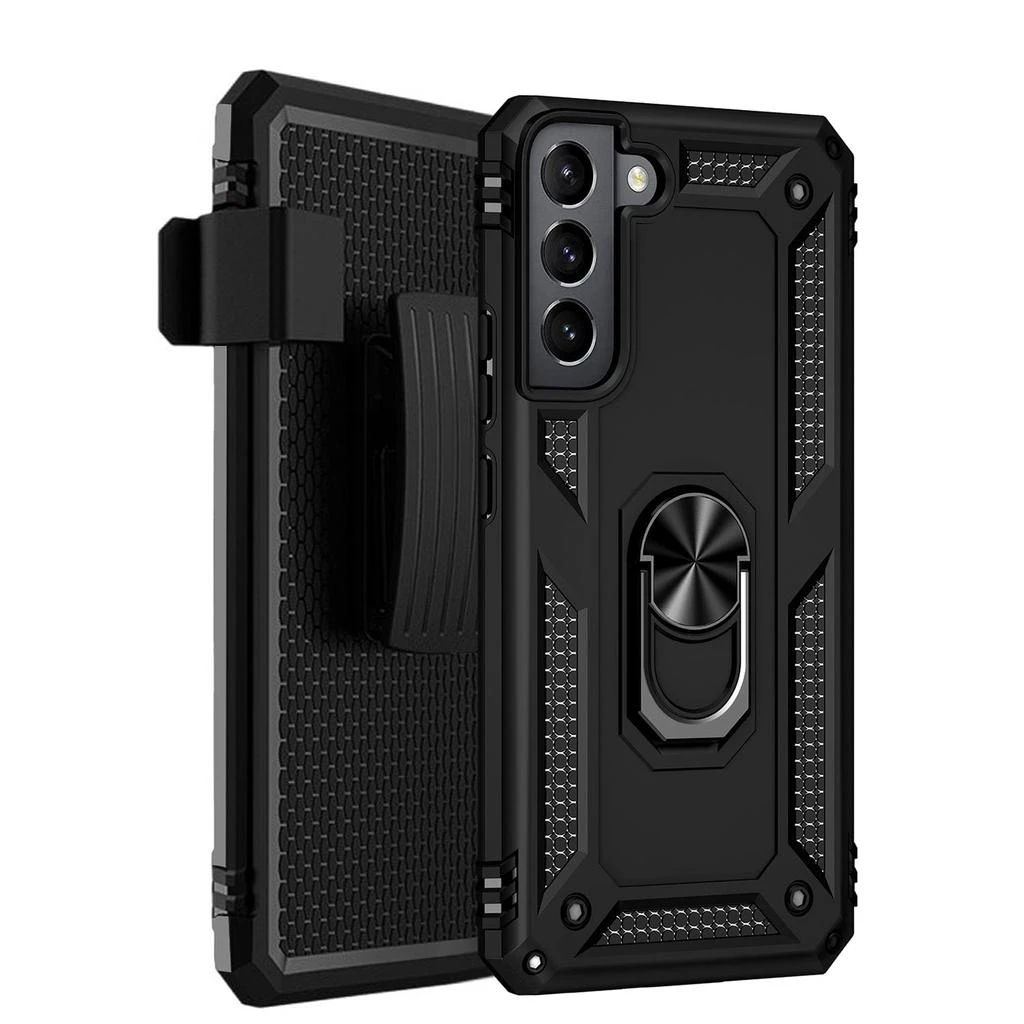 SAHARA - Black Military Kickstand Series Case with Belt Clip - Samsung Galaxy S22 1