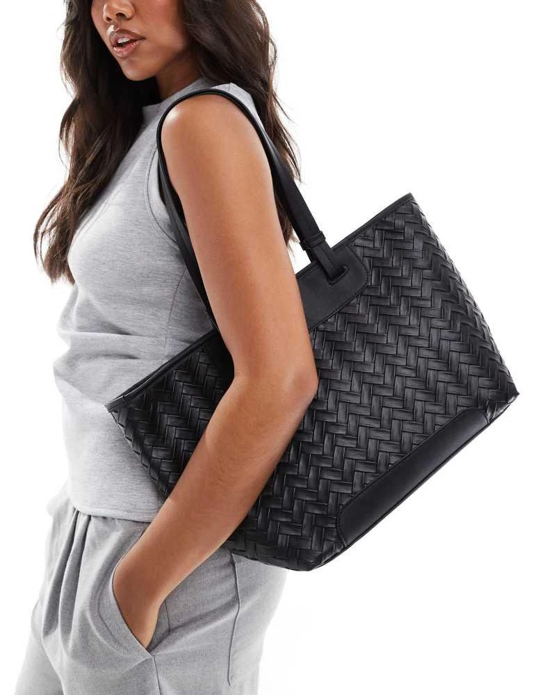 ASOS ASOS DESIGN tote bag in oversized weave in black 1