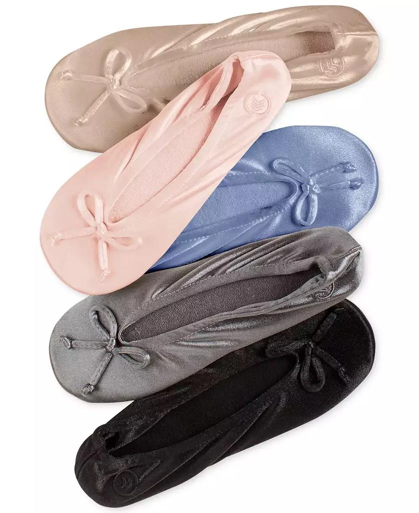 Isotoner Signature Women's Satin Ballerina Slippers with Bow 1